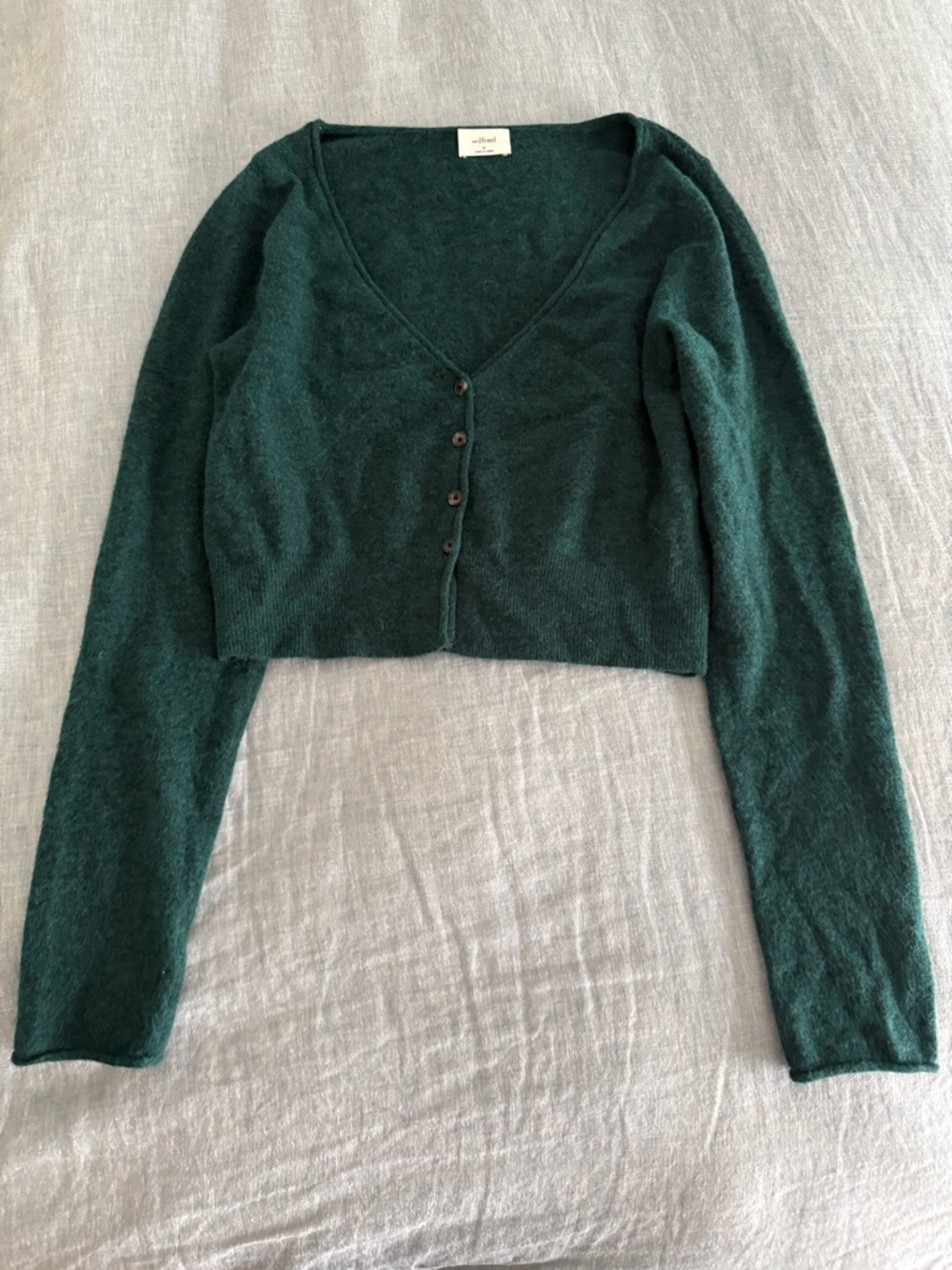 Wilfred Emerald Green Cropped V-Neck Cardigan